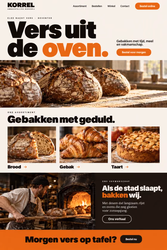 Sample design: Korrel (bakery) homepage