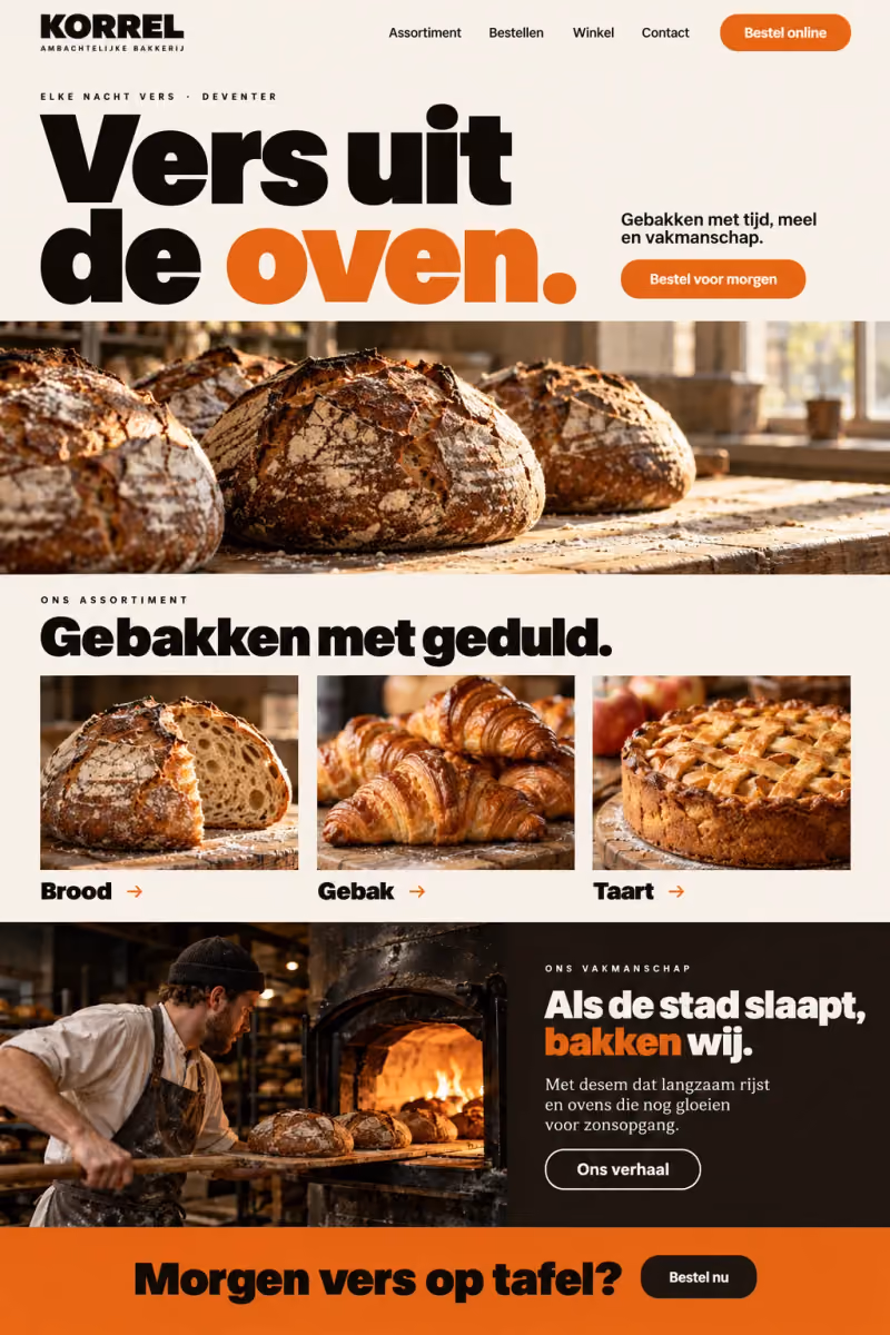 Sample design: Korrel (bakery) homepage