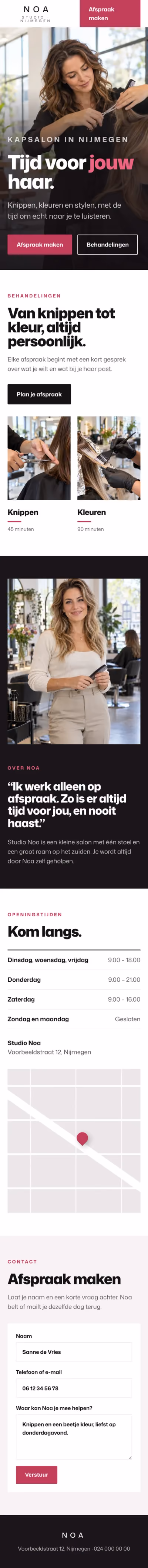 Sample design: the Studio Noa website on a phone