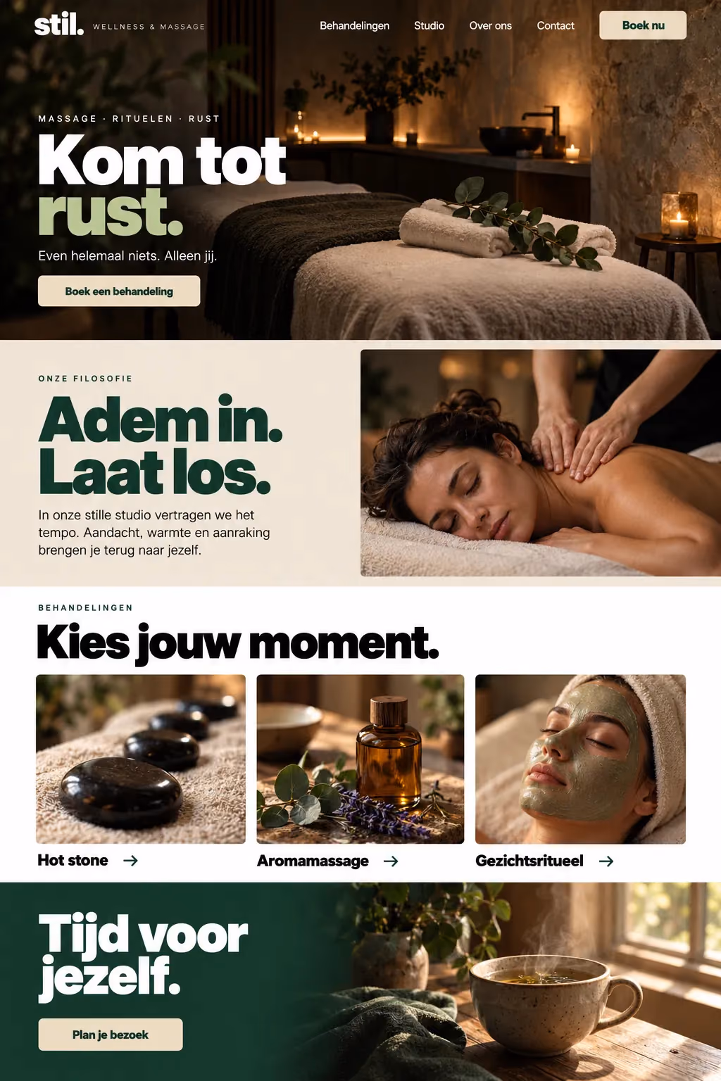 Sample design: stil. (wellness studio) homepage