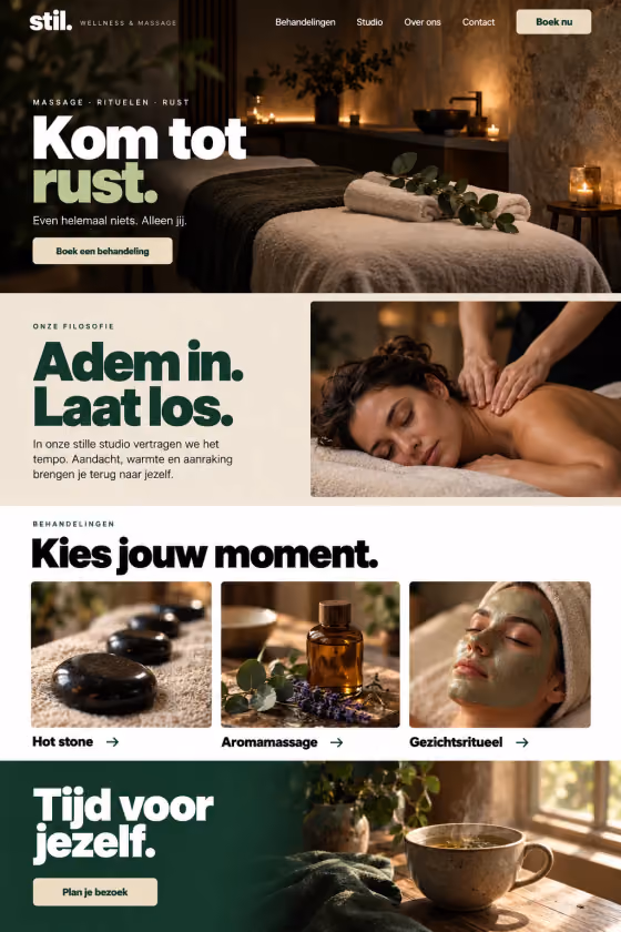Sample design: stil. (wellness studio) homepage